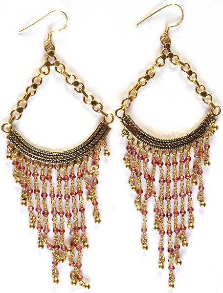 Faceted Pink Tourmaline Gold Plated Chandeliers