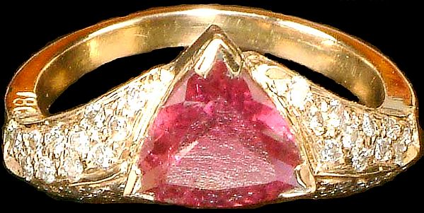 Faceted Pink Tourmaline Golden Ring