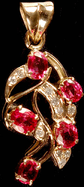Faceted Ruby Pendant with Diamonds