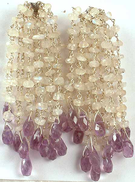Faceted Rainbow Moonstone & Amethyst Showers