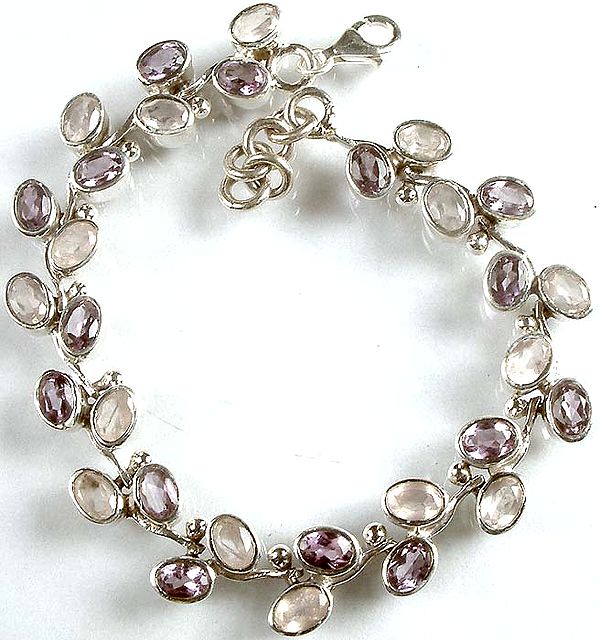 Faceted (Rainbow Moonstone and Amethyst) Bracelet
