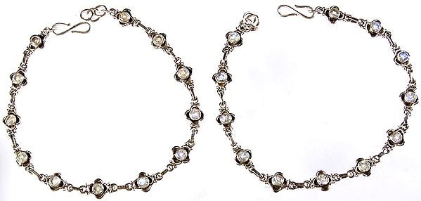 Faceted Rainbow Moonstone Anklets (Price Per Pair)