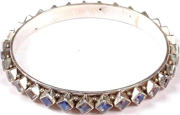 Faceted Rainbow Moonstone Bangle