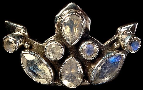 Faceted Rainbow Moonstone Crown Pendant