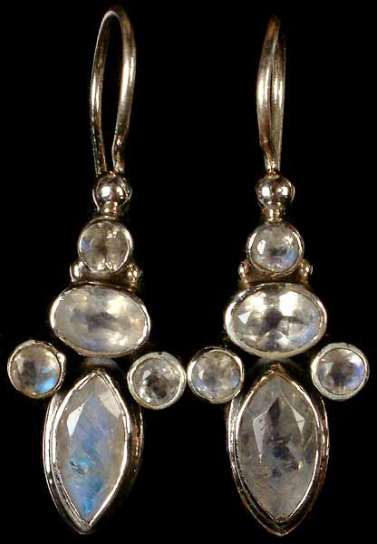 Faceted Rainbow Moonstone Earrings