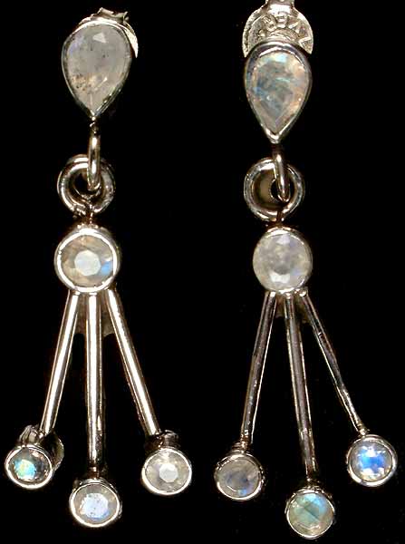 Faceted Rainbow Moonstone Earrings