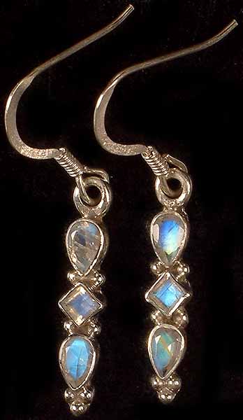 Faceted Rainbow Moonstone Earrings