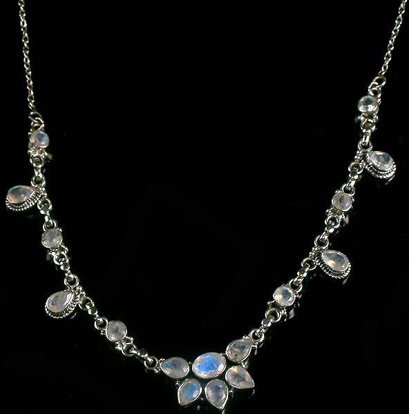 Faceted Rainbow Moonstone Necklace