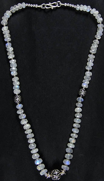 Faceted Rainbow Moonstone Necklace