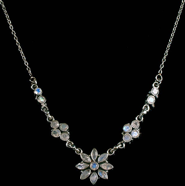Faceted Rainbow Moonstone Necklace with Lobster Lock