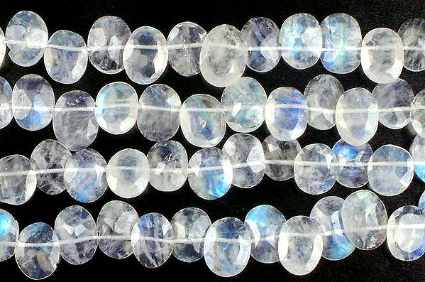 Faceted Rainbow Moonstone Ovals
