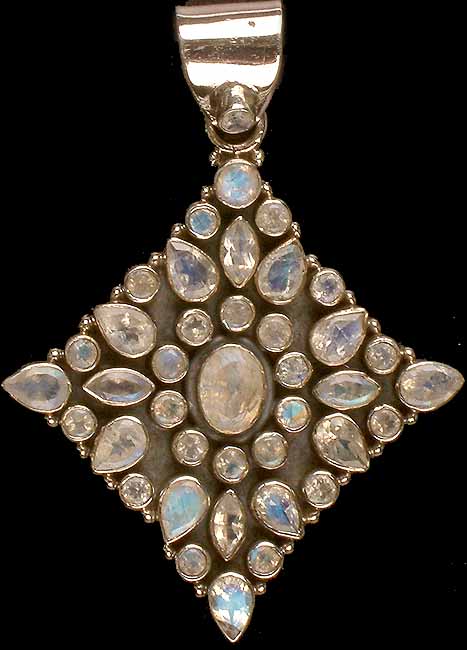 Faceted Rainbow Moonstone Pendant