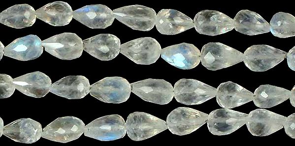 Faceted Rainbow Moonstone Straight Drilled Drops