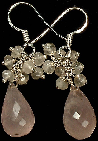 Faceted Rose Earrings with Tourmalinated Quartz