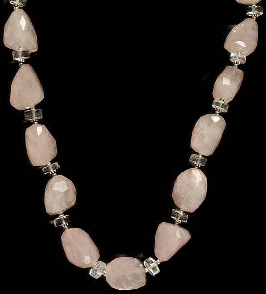 Faceted Rose Quartz and Crystal Necklace