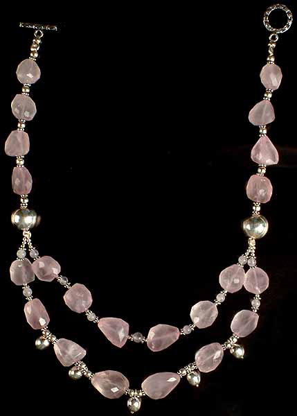 Faceted Rose Quartz Beaded Necklace