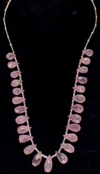 Faceted Rose Quartz Drop Necklace