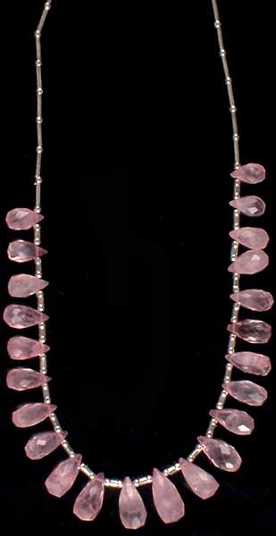 Faceted Rose Quartz Drop Necklace