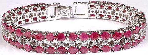 Faceted Ruby & Cubic Zirconia Bracelet