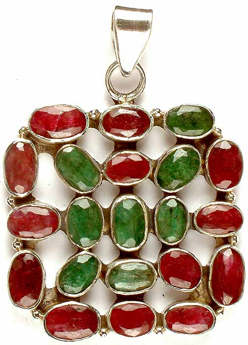 Faceted Ruby & Emerald Pendant