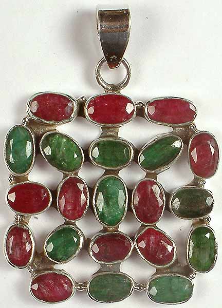 Faceted Ruby & Emerald Pendant