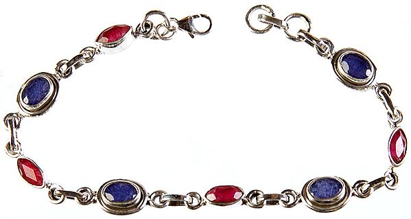 Faceted Ruby and Lapis Lazuli Bracelet