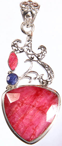 Faceted Ruby and Blue Sapphire Pendant