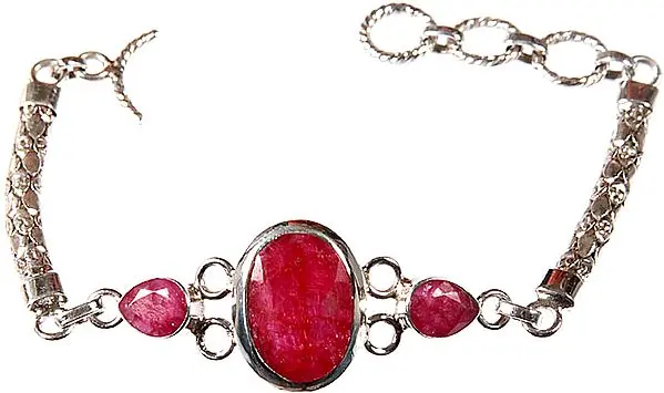 Faceted Ruby Bracelet in Sterling Silver