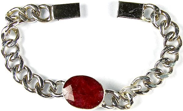 Faceted Ruby Chain Bracelet