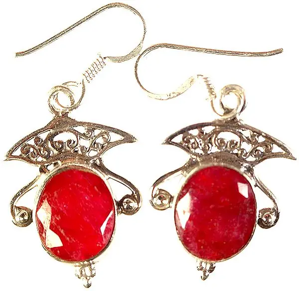 Faceted Ruby Earrings