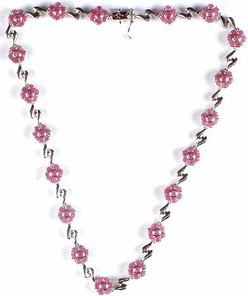 Faceted Ruby Floral Necklace