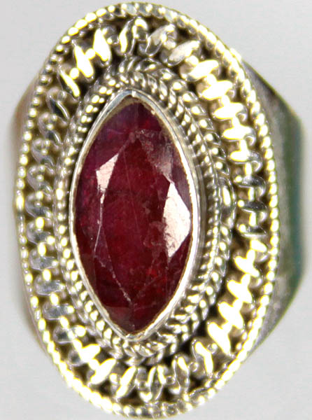 Faceted Ruby Marquis Ring