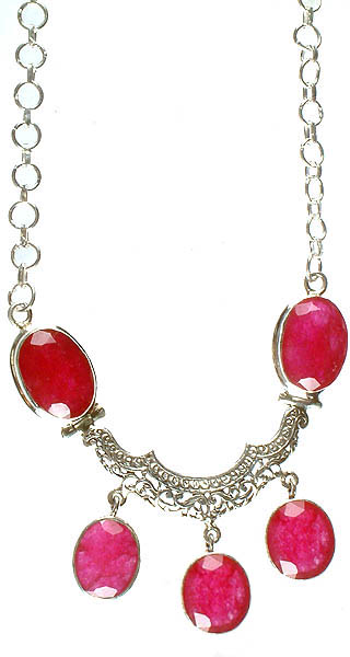 Faceted Ruby Necklace with Dangles