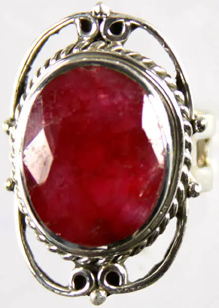Sterling Silver Oval Ruby Ring