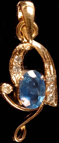 Faceted Sapphire Pendant with Diamonds