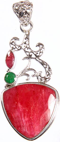 Faceted Ruby Pendant with Emerald
