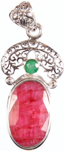 Faceted Ruby Pendant with Emerald