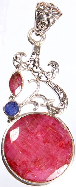 Faceted Ruby Pendant with Sapphire