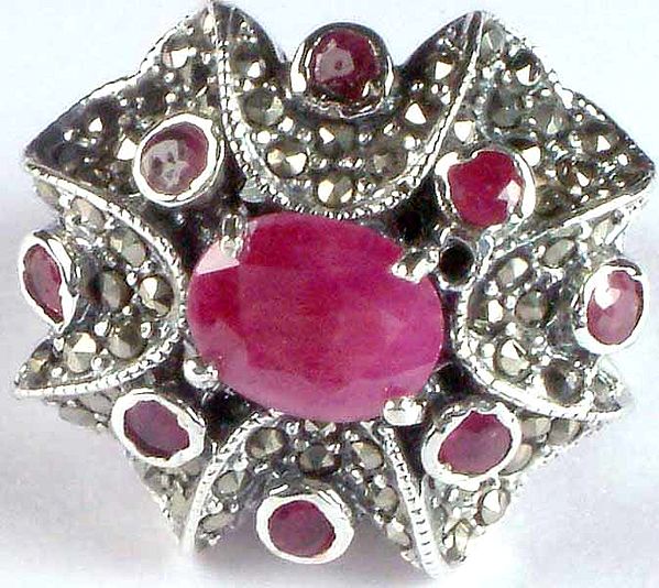 Faceted Ruby Ring
