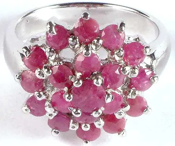 Faceted Ruby Cluster Ring