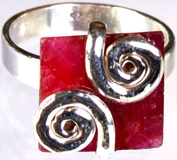 Faceted Ruby Spiral Ring