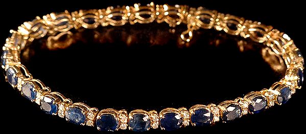 Faceted Sapphire Bracelet with Diamonds