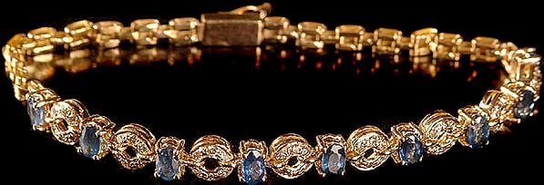 Faceted Blue Sapphire Bracelet with Diamonds