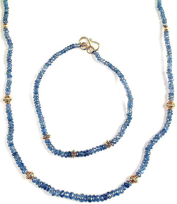 Faceted Sapphire Necklace with Bracelet Set