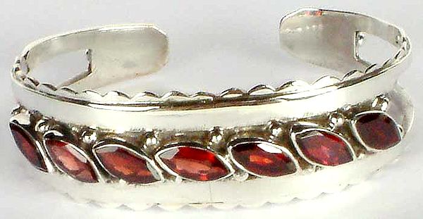 Faceted Seven Stone Garnet Bracelet