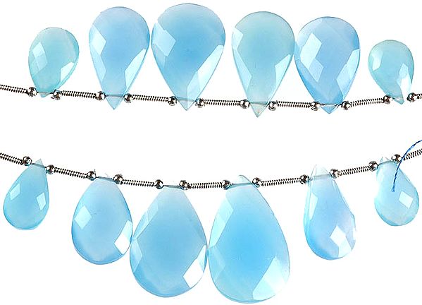 Faceted Sky Blue Chalcedony Briolette