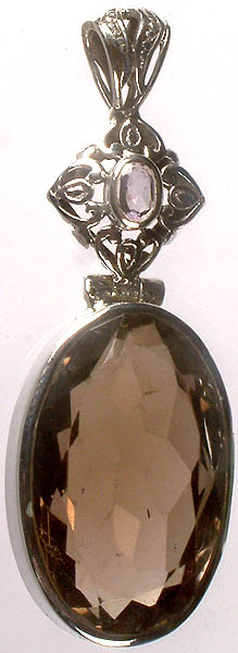 Faceted Smoky Quartz Pendant with Amethyst