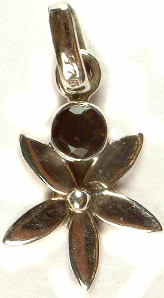 Faceted Smoky Topaz Pendant with flower