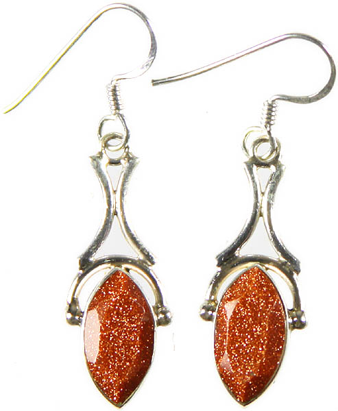 Faceted Sunstone Marquis Earrings