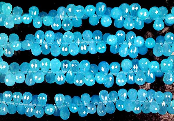 Faceted Superfine Blue Chalcedony Drops
